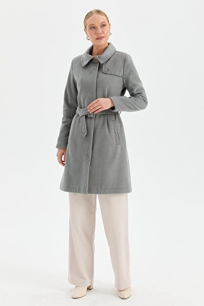 Doque Kışlık Kadın Kaşe Kaban Gri Spor Genç 57035