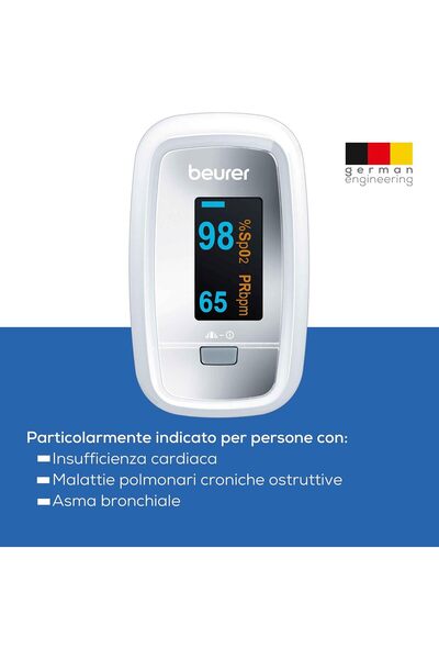 Beurer PO30 Pulse Oximeter - SpO2 & Heart Rate Monitor (Small, Lightweight, Medical Device)