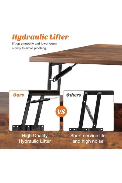 Gogoya lift-Top Coffee Table for Living Room and Office, Small Wooden Center Table with Storage