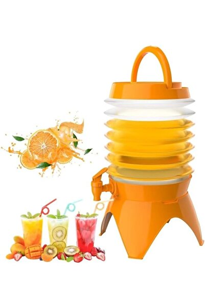 Generic 3.5L Drink Dispenser Lemonade Juice Beverage Dispenser Foldable Water Dispenser with Tap (orange)