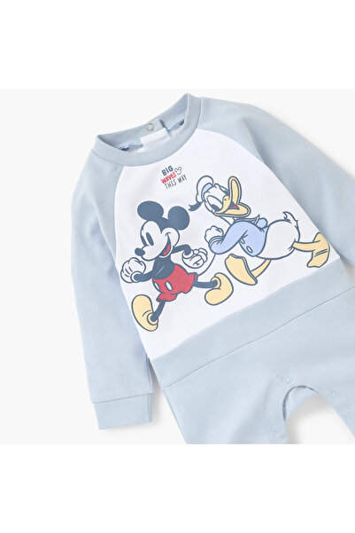 Disney Mickey Mouse and Donald Duck Print Sleepsuit with Long Sleeves