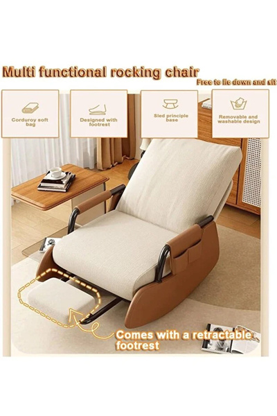 HayaBazaar Rocking Chair with Footrest, Side Pockets & Adjustable High Back.