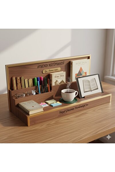 kids town Kişiye Özel Ahşap Masaüstü Kitap Organizeri/Kitap Okuma Standı Tabl...