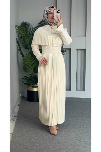 Erzani Kids KADIN TRİKO İKİLİ TAKIM DÜĞMELİ BOYDAN PİLİSELİ TESETTÜR ELBİSE