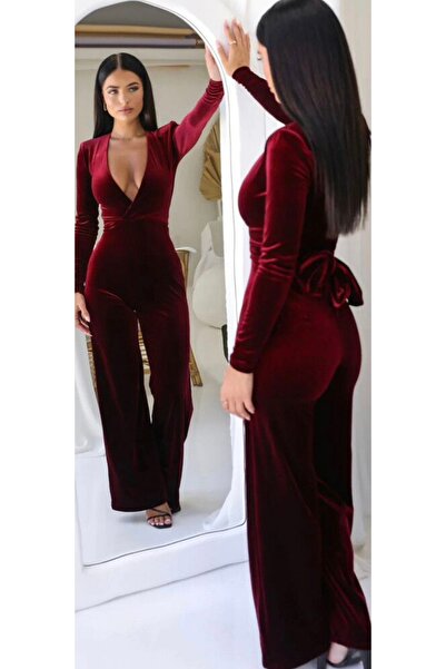 hilaltrendd Hilaltrend bordo kadife tulum