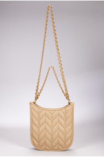 Pierre Cardin Μπεζ γυναικεία τσάντα ώμου με ρυθμιζόμενο κλείσιμο με μαγνήτη και λεπτομέρεια χρυσής αλυσίδας 05PC25Y10111