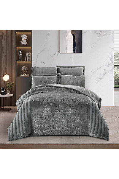 unique home collection طقم لحاف مخملي منقوش