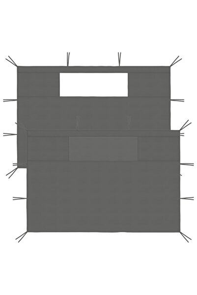 vidaxl الجدران الجانبية للشرفة مع النوافذ قطعتين من اللون الفحمي