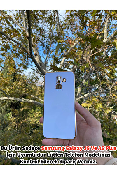 GtTech Samsung Galaxy A6 Plus Ve J8 Uyumlu Lazer Kesim Gold Çerçeve Beyaz Kap...