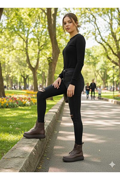 Weynes Women's Brown High Sole Knitwear Waterproof Boots Wsb1162