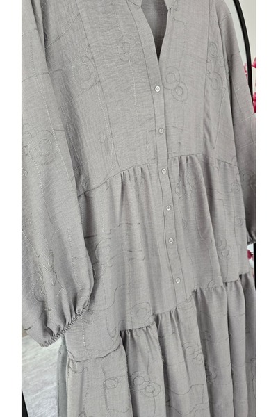 PREMİER VİE Tesettür Linen Fabric V-Neck Dress