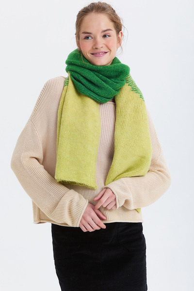 Clandestino Color Block Large Scarf Green - Yellow