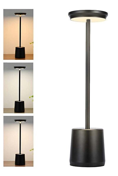 Arabest مصباح طاولة LED لاسلكي قابل لإعادة الشحن بقوة 4800 مللي أمبير في الساعة مع خاصية التعتيم باللمس (أسود)