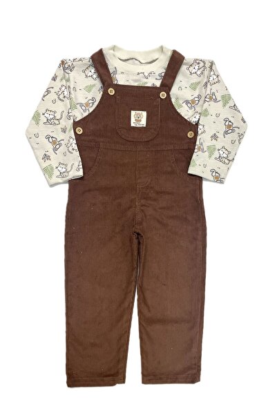 GÜLERBEBECİX Velvet Baby Salopet and T-Shirt with Ties