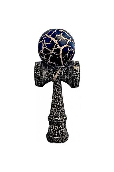 Kendama X Originala, Profesionala, Cracked, din Lemn, 18 cm, Negru Alb