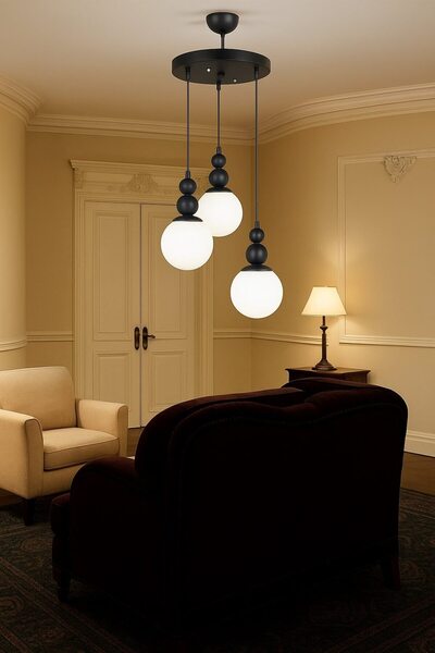 OSC HOME AYDINLATMA TASARIM Spor Siyah Avize 3lü