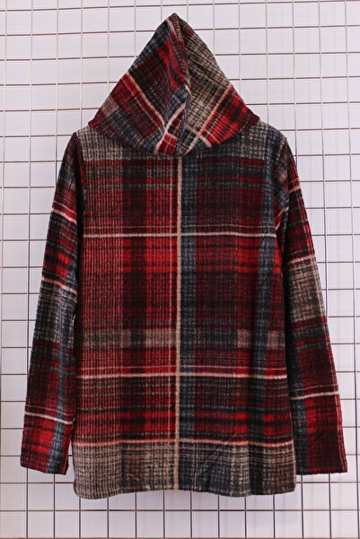 YXL COLLECTION Women's Plus Size Stretch Fabric Hooded Plaid Pattern Soft Pullover Mother Blouse