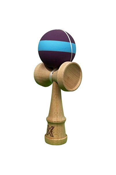 Kendama X Jucarie Originala, Profesionala, din Lemn, Rubber Grip, 18 cm, Mov/...