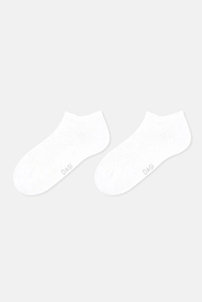 Dagi White Women's 2-Piece Honeycomb Patterned Booties Socks