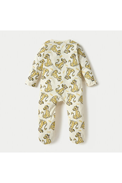 Disney Lion King Print Sleepsuit with Long Sleeves and Button Closure