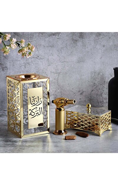 Story of candle مبخرة مع صندوق لحفظ البخور وللتخزين تأتي بعبارة "زارتنا البركه" مع عود مروكي و ولاعة فاخره