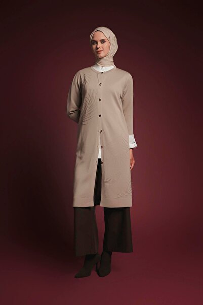 Armine TREND Patterned Long Knitwear Dark Stone 25Ytd4132