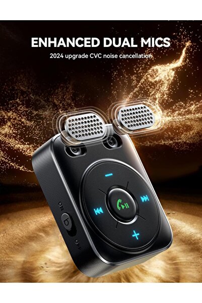 Joyroom Bluetooth 5.4 Car Adapter (2025) — HiFi Bass, Dual Mics, 16-Hour AUX Receiver