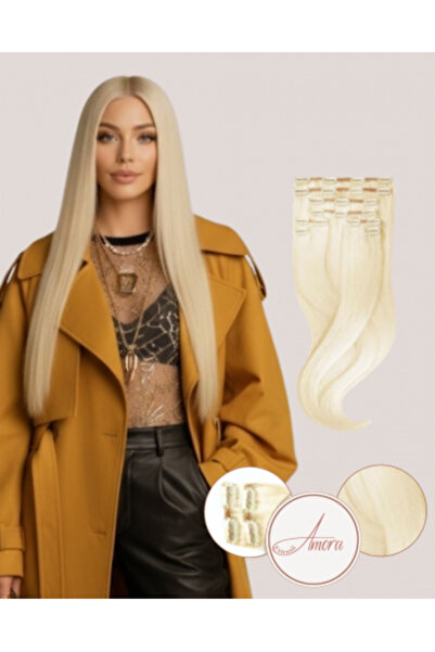 Amora Clip-in hair extensions, icy beige blonde - 60 - 55cm