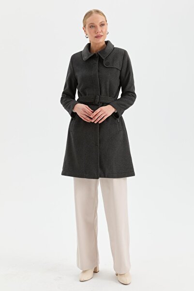 Doque Kışlık Kadın Kaşe Kaban Siyah Spor Genç 57035