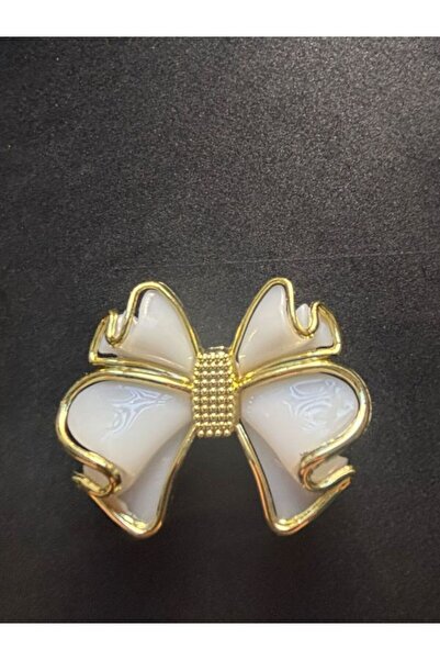 BEİLYS COSMETİCS & ACCESSORY Plastik Gold Çerçeve Krem Delikli Kurdale Broş 5x6 cm (2 adet) B:45