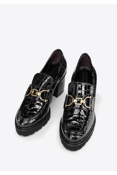 Wittchen Women's Patent Leather Croco Buckle Pumps Black Black Patent Leather