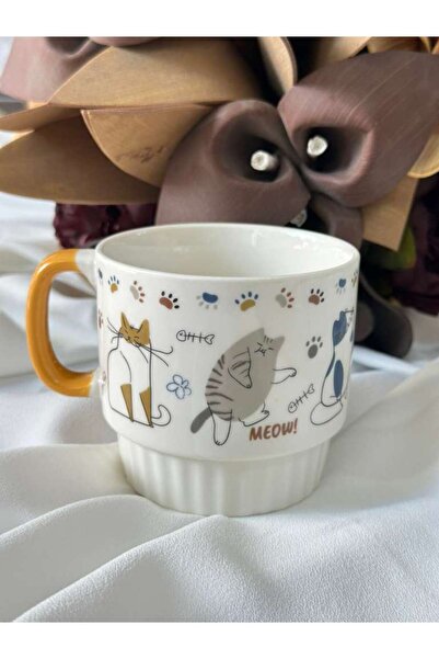MD MİMOZA DEKOR Porcelain Tea Coffee Cup 340ml -Md12