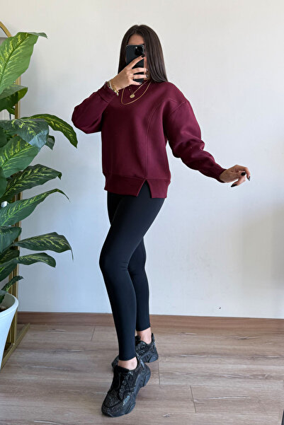 CİDDE Дамска трислойна блуза с обло деколте и подплата от шерпа