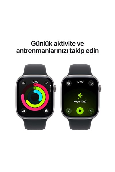 Apple Watch Series 11 GPS + Cellular, 42 mm Uzay Grisi Alüminyum Kasa ve Siyah Spor Kordon - M/L