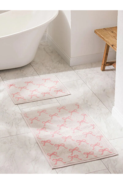LC Waikiki Lcw Home Pink Bow Printed Bath Mat Set of 2
