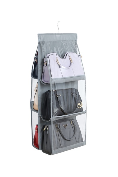 zola Multifunctional organizer 3 in 1, hanging, 6 compartments, for bags, clothes, toys, 36x18 cm, grey