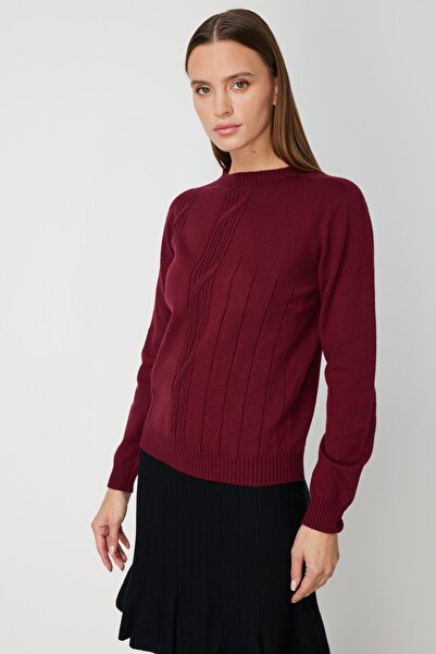 ON Pulover tricotat cu gât rotund împletit