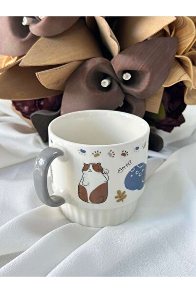 MD MİMOZA DEKOR Porcelain Tea Coffee Cup 340ml -Md7