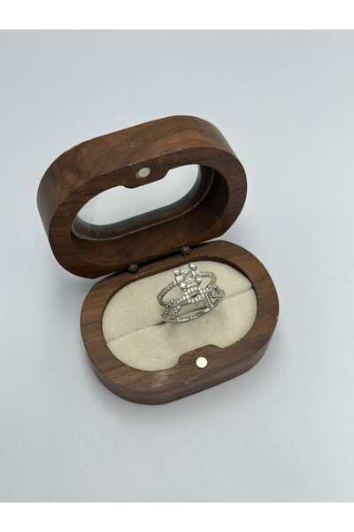 MyladyAccessoriess خاتم من حجر الباجيت بصفين (فولاذ) 17