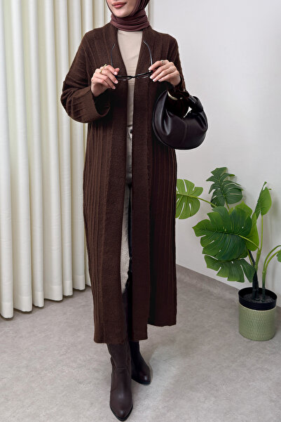 Salih Çelebi Long Knitwear Cardigan 1515 - Brown