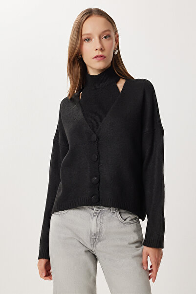 Lovelyİstanbul 2-Piece Knitwear Blouse-Cardigan Set Lmt0047 Black