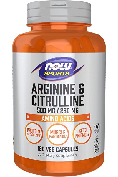 Now Arginine & Citrulline 500mg/250mg - 120 Vegan Capsules