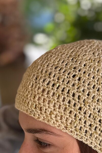 MELUSH Beige Color Glitter Knitted Hat, Stylish Beanie, Unisex Hat