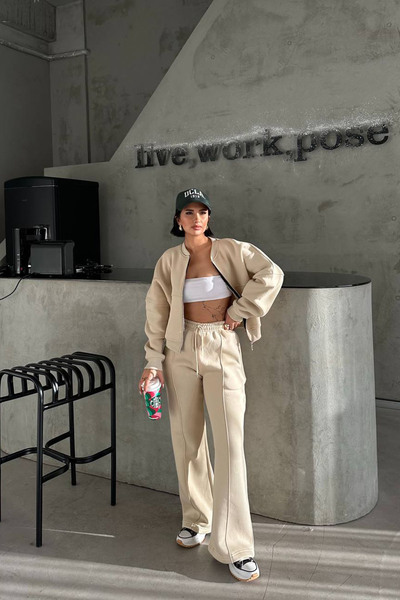 Neşeli Butik Women 3 Thread Fleece-Lined Pockets Premium Tracksuit Set Nbhs001