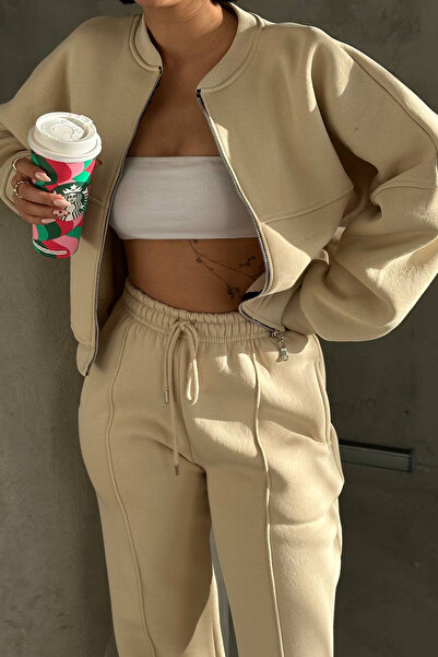 Neşeli Butik Women 3 Thread Fleece-Lined Pockets Premium Tracksuit Set Nbhs001