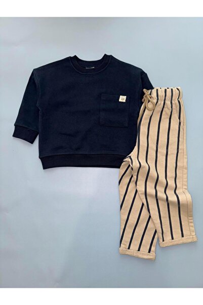 Elefantejr طقم جوجر مخطط (أزرق داكن)