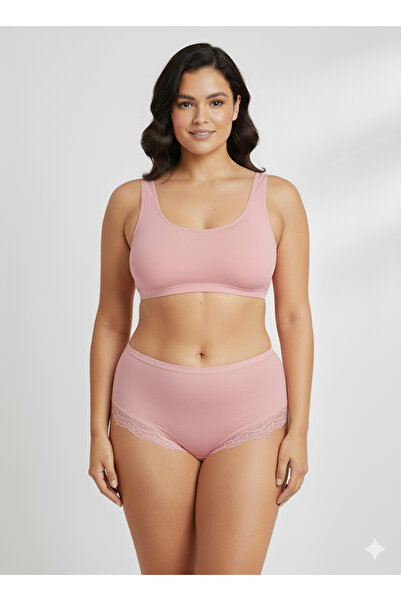 İntimate Women's High Waist Bato XL Size Lace Detailed Cotton Stretchy Bikini Type 6-Piece Panties