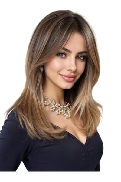 The Casius. theCasius women's wig, medium length with bangs, light satin ombre, 45 cm