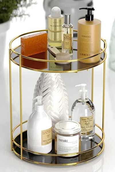 MegaVitrin رف منظم للحمام ذهبي اللون من طابقين من تكنو تيل EG-213 |   حامل من...