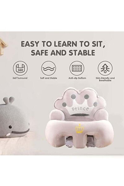Generic Crown-Shaped Plush Baby Sitting Sofa: Non-Slip, Aids Sitting, Ideal Kids' Gift